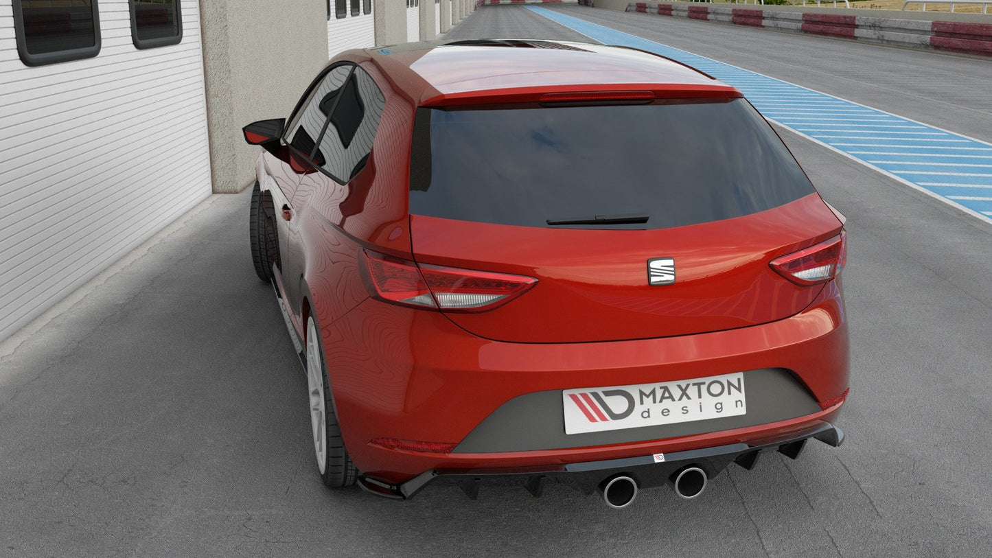 Diffusor Heck Ansatz V.2 passend für Seat Leon Cupra Hatchback Mk3 Facelift schwarz Hochglanz – Ansicht 3