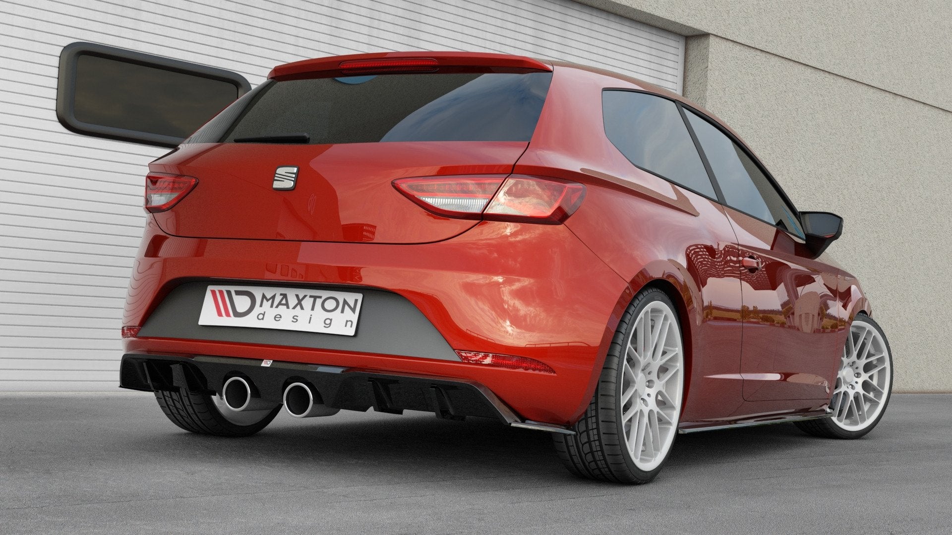 Diffusor Heck Ansatz V.2 passend für Seat Leon Cupra Hatchback Mk3 Facelift schwarz Hochglanz – Ansicht 4