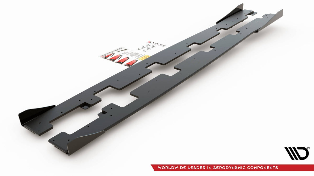 Street Pro Street+ Seitenschweller Leisten + Flaps passend für Ford Focus RS Mk3 schwarz Hochglanz – Ansicht 7