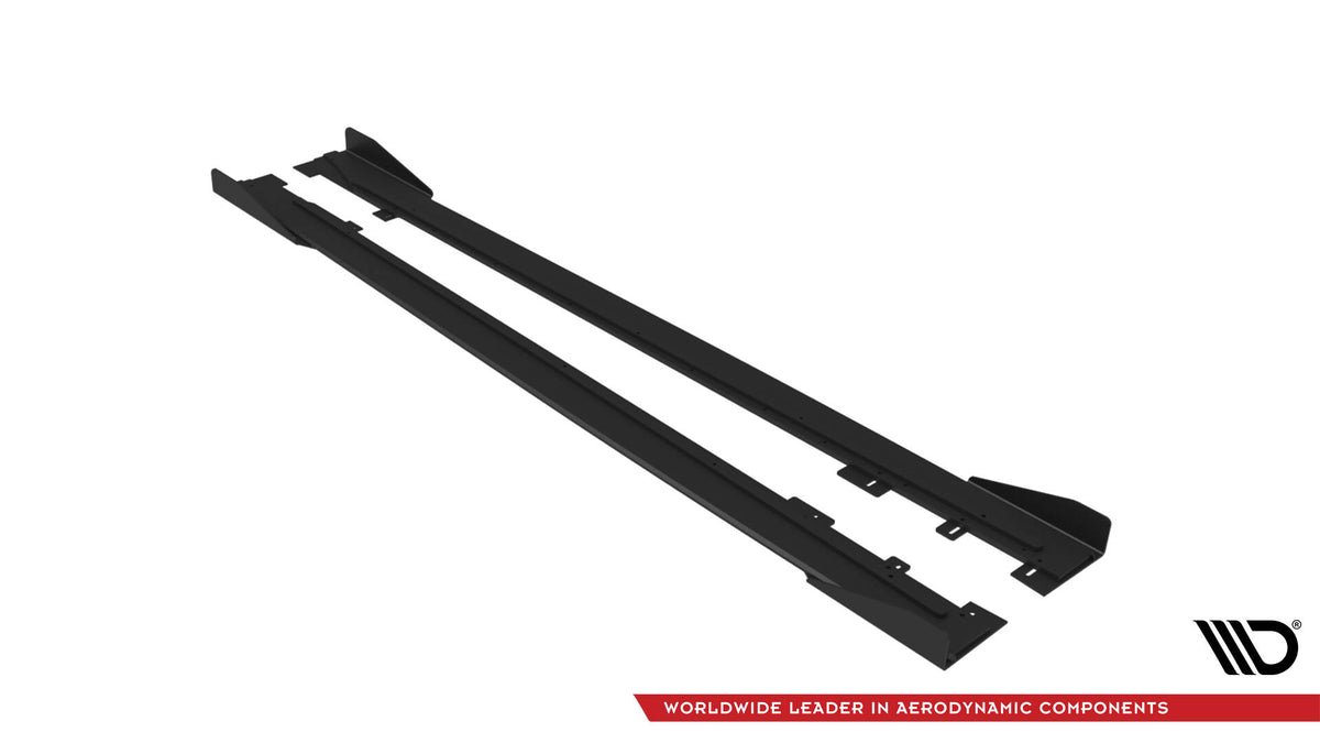 Street Pro Street+ Seitenschweller Leisten + Flaps passend für Ford Mustang GT Mk6  schwarz Hochglanz – Ansicht 6