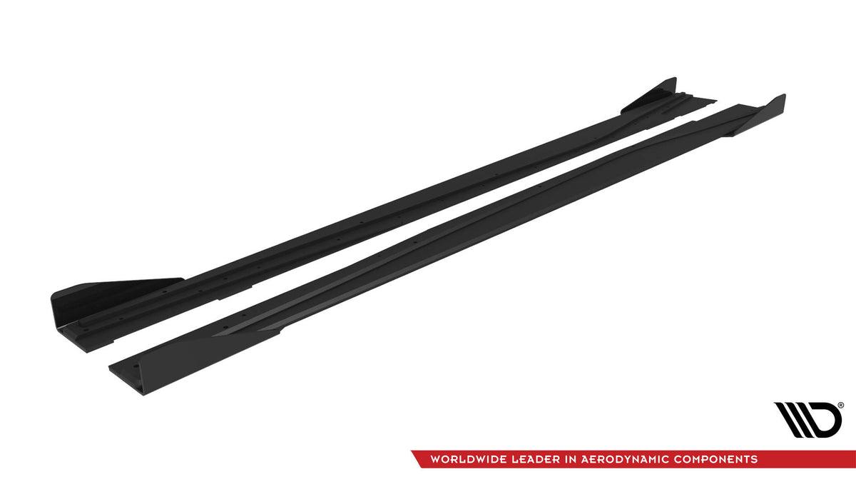 Street Pro Street+ Seitenschweller Leisten + Flaps passend für Mercedes-Benz A AMG-Line W176 Facelift schwarz Hochglanz – Ansicht 5