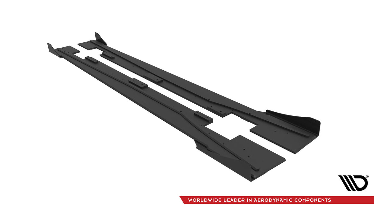 Street Pro Street+ Seitenschweller Leisten + Flaps passend für Mercedes-Benz A 45 AMG W176 Facelift schwarz Hochglanz – Ansicht 7