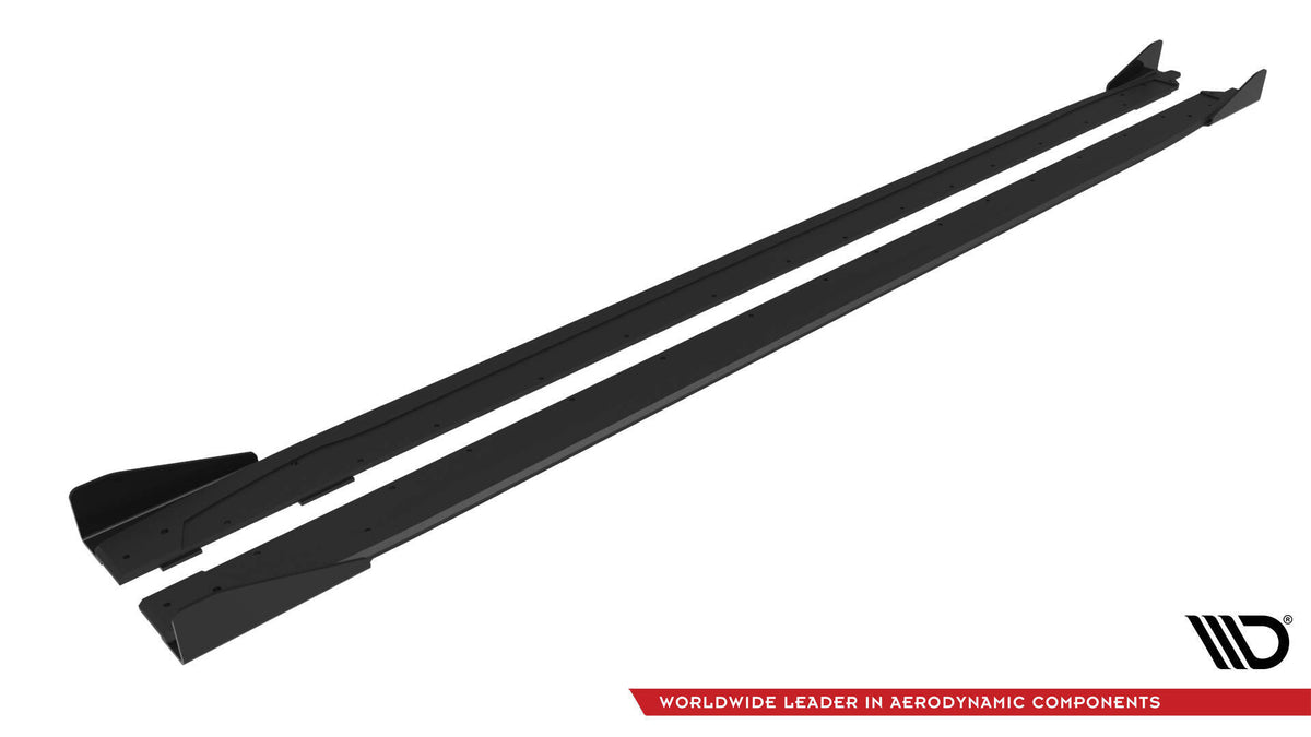 Street Pro Street+ Seitenschweller Leisten V.2 passend für + Flaps passend für Audi A3 S-Line Limousine / S3 Limousine 8Y / 8Y Facelift schwarz Hochglanz – Ansicht 7