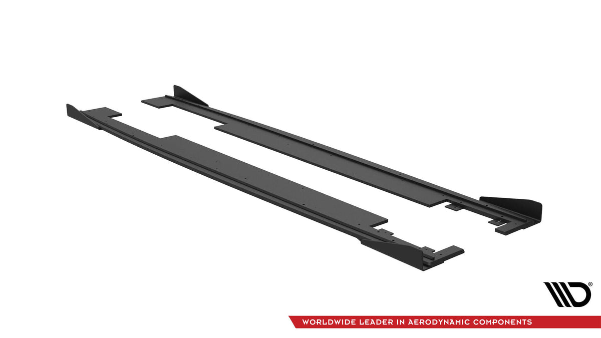 Street Pro Street+ Seitenschweller Leisten + Flaps passend für Audi A7 RS7 Look C7 schwarz Hochglanz – Ansicht 7