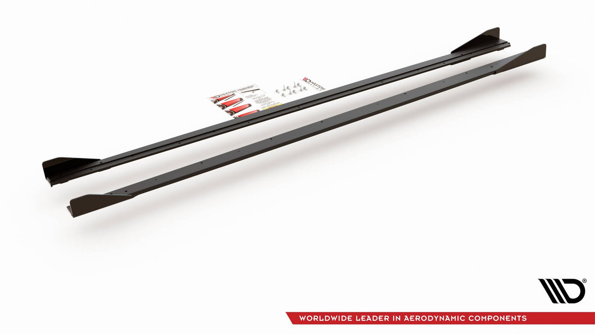 Street Pro Street+ Seitenschweller Leisten + Flaps passend für VW Polo GTI Mk6 schwarz Hochglanz – Ansicht 6