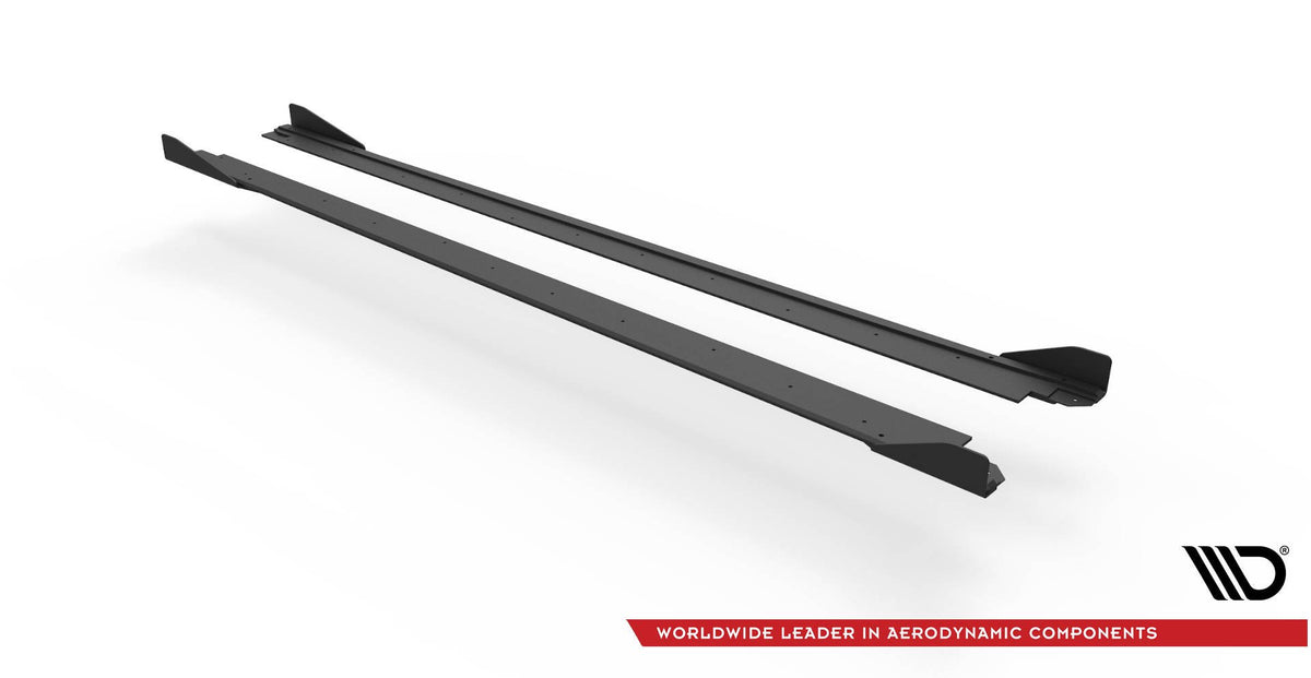 Street Pro Street+ Seitenschweller Leisten + Flaps passend für Seat Leon FR Mk4 schwarz Hochglanz – Ansicht 4