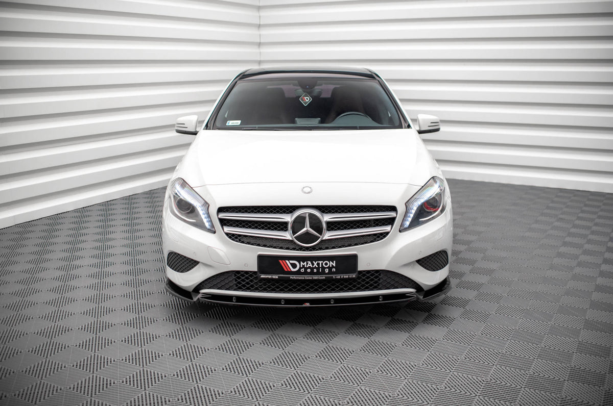 Street+ Spoilerlippe Front Ansatz V.1 passend für Mercedes-Benz A W176 schwarz Hochglanz – Ansicht 3