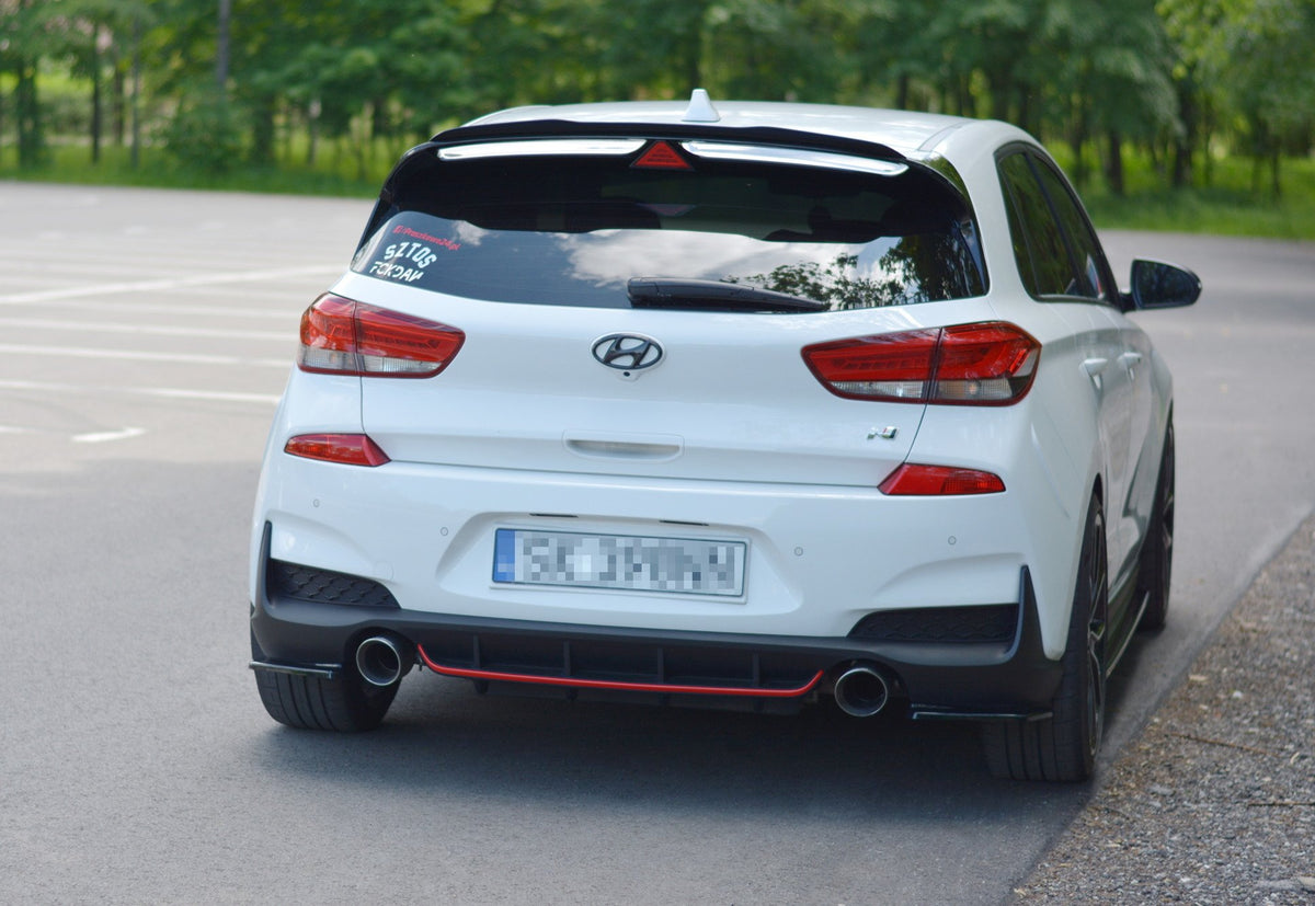 Heck Ansatz Flaps Diffusor passend für Hyundai I30 N Mk3  schwarz Hochglanz – Ansicht 1