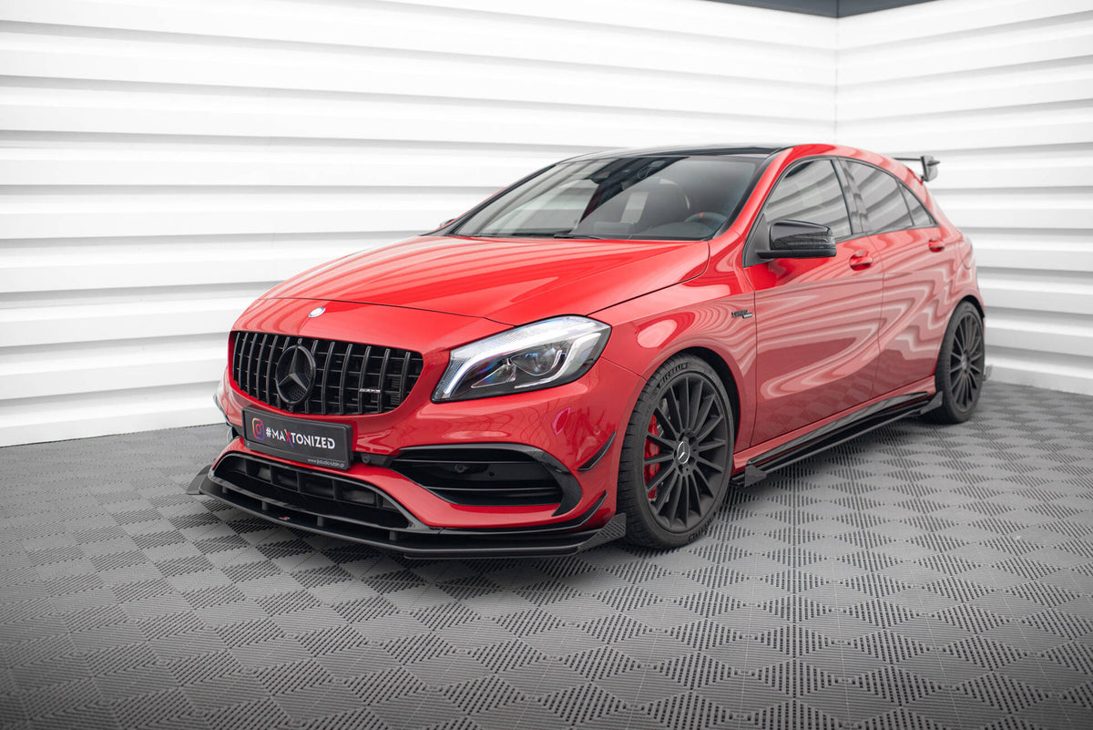 Front Stoßstange Flaps passend für Mercedes-Benz A 45 AMG W176 Facelift schwarz Hochglanz – Ansicht 5