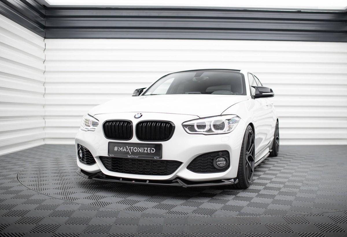 Street+ Spoilerlippe Front Ansatz V.5 passend für BMW 1er M-Paket / M140i F20 Facelift schwarz Hochglanz – Ansicht 3