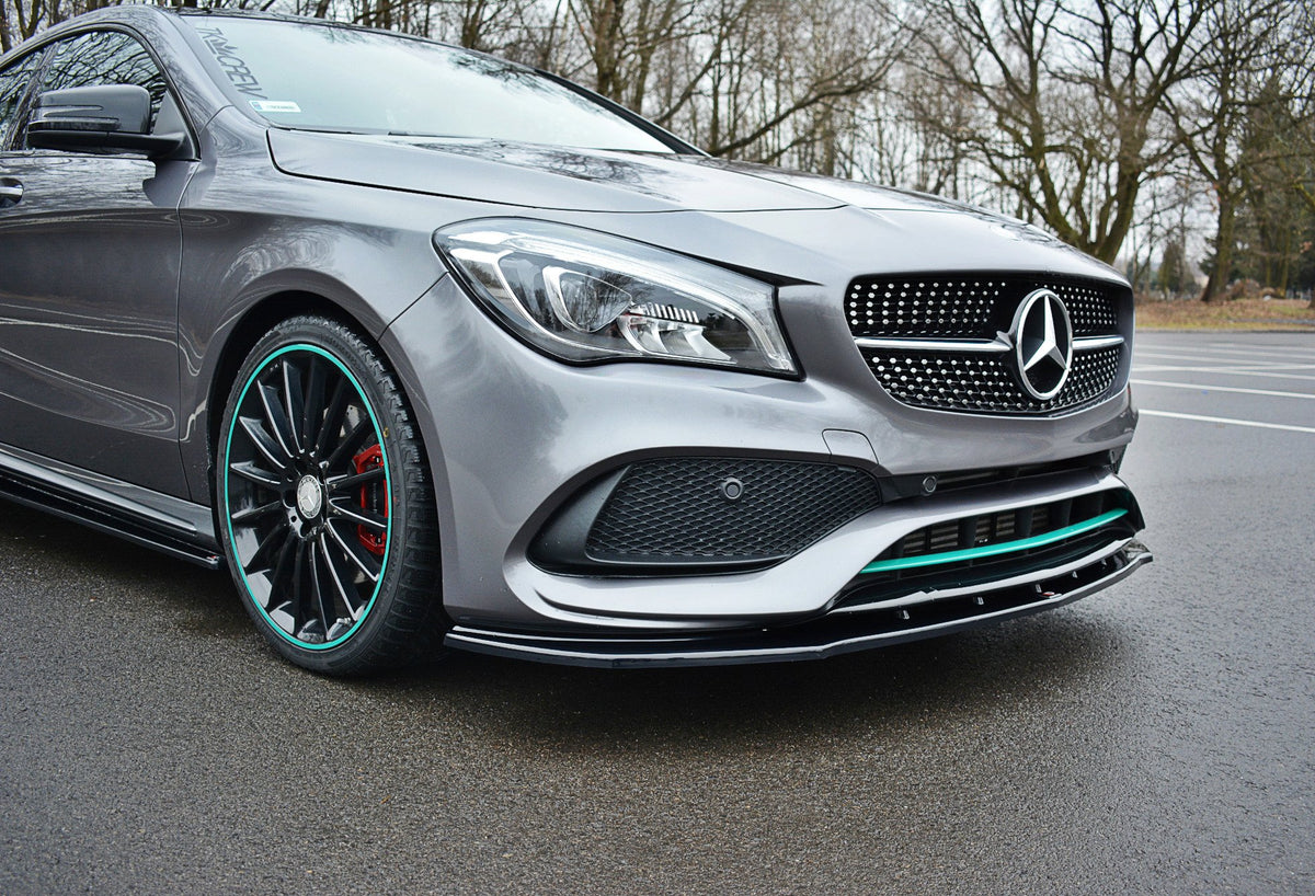 Street+ Spoilerlippe Front Ansatz V.1 passend für Mercedes CLA C117 AMG-LINE FACELIFT schwarz Hochglanz – Ansicht 3
