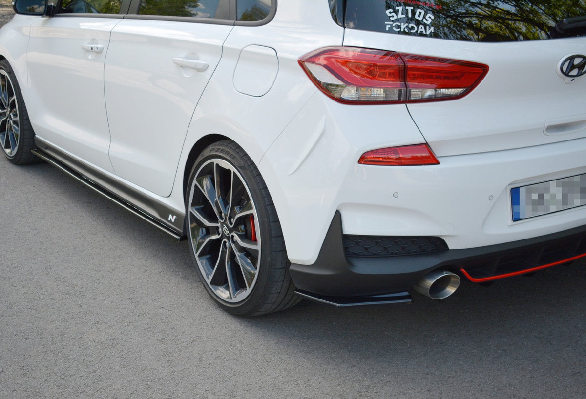 Heck Ansatz Flaps Diffusor passend für Hyundai I30 N Mk3  schwarz Hochglanz – Ansicht 3