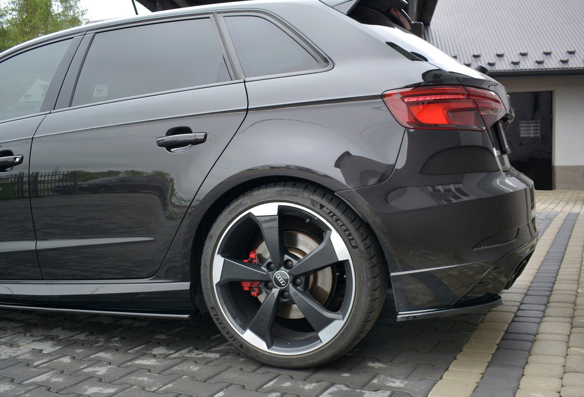 Heck Ansatz Flaps Diffusor passend für Audi RS3 8V FL Sportback schwarz Hochglanz – Ansicht 3