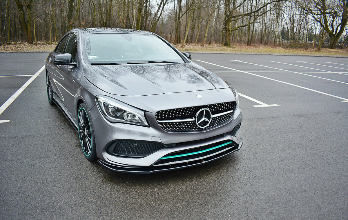Street+ Spoilerlippe Front Ansatz V.1 passend für Mercedes CLA C117 AMG-LINE FACELIFT schwarz Hochglanz – Ansicht 1