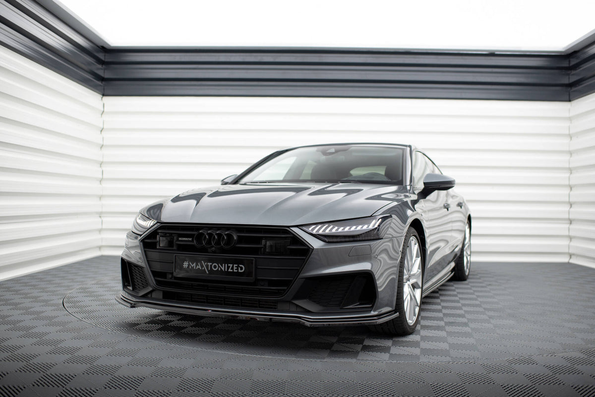 Street+ Spoilerlippe Front Ansatz V.1 passend für Audi A7 S-Line C8 / S7 C8 / C8 Facelift / S7 Facelift schwarz Hochglanz – Ansicht 3