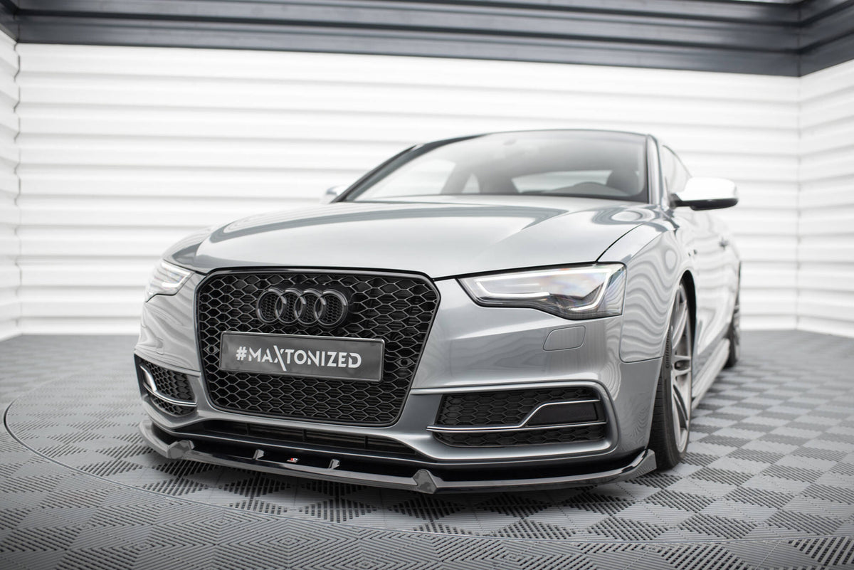 Street+ Spoilerlippe Front Ansatz V.3 passend für Audi S5 / A5 S-Line 8T Facelift schwarz Hochglanz – Ansicht 3