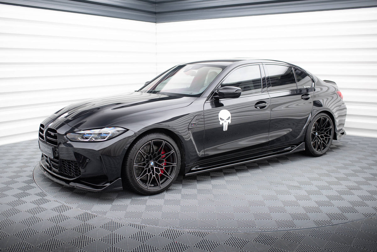 Street+ Seitenschweller Leisten passend für V.3 passend für CSL Look BMW M3 Limousine / Touring G80 / G81 schwarz Hochglanz – Ansicht 1