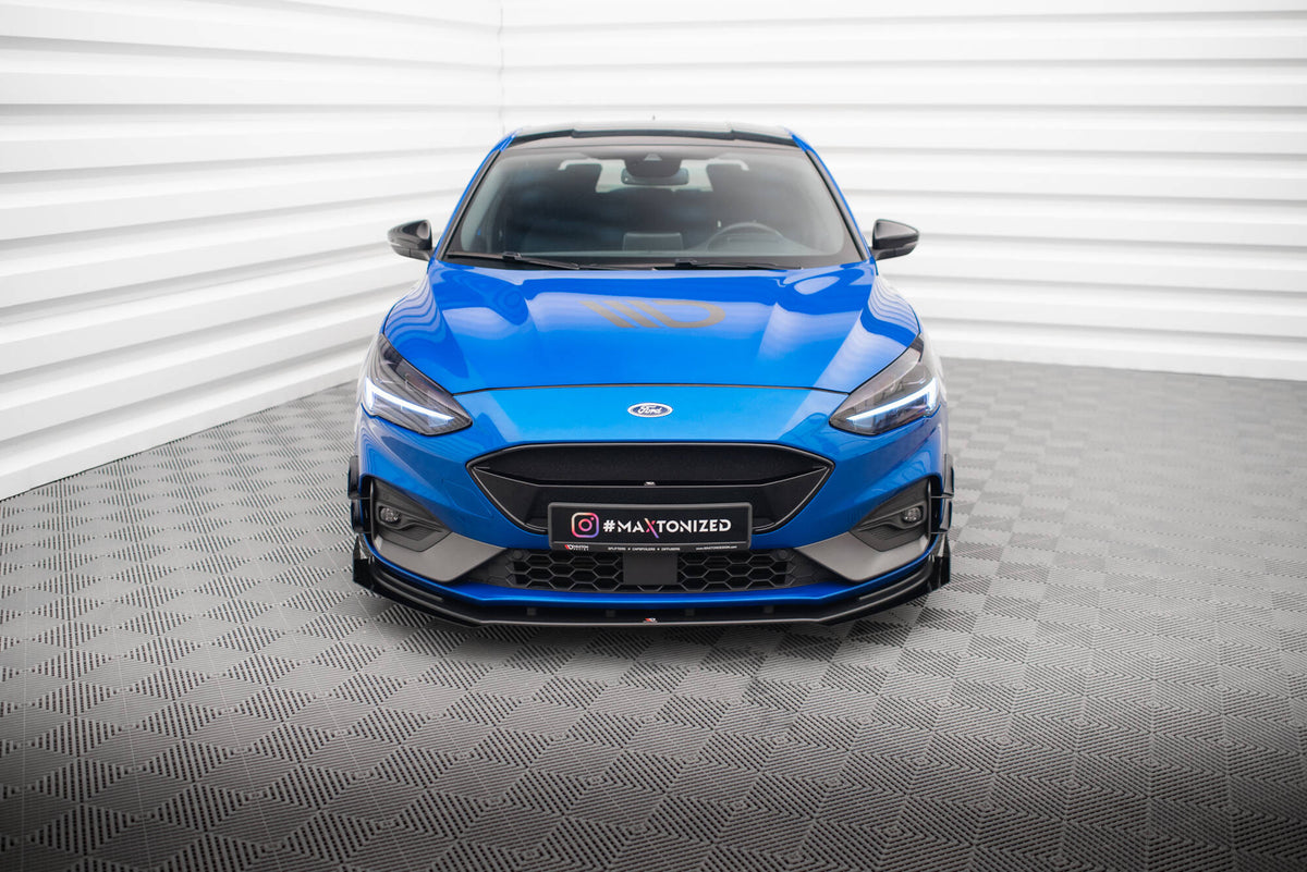 Street Pro Street+ Spoilerlippe Front Ansatz passend für + Flaps passend für Ford Focus ST / ST-Line Mk4 schwarz Hochglanz – Ansicht 1