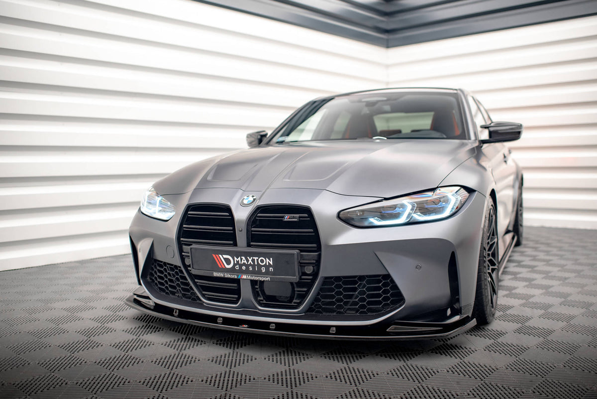 Street+ Spoilerlippe Front Ansatz V.1 passend für BMW M3 Limousine / Touring G80 / G81 schwarz Hochglanz – Ansicht 3