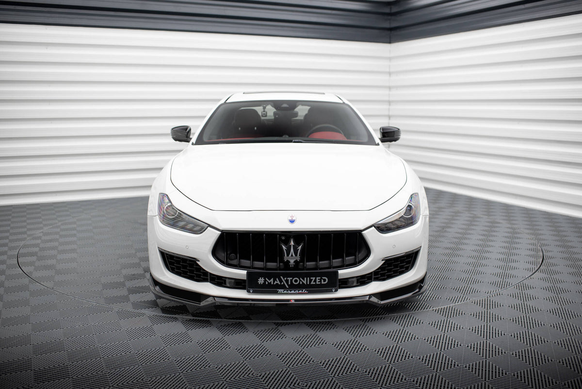 Street+ Spoilerlippe Front Ansatz V.1 passend für Maserati Ghibli Mk3 Facelift schwarz Hochglanz – Ansicht 1