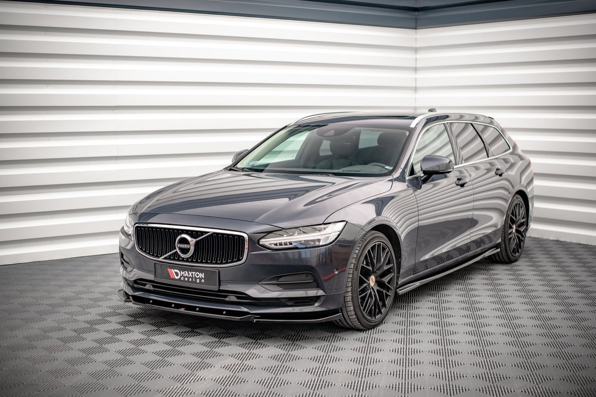 Street+ Spoilerlippe Front Ansatz V.1 passend für Volvo V90 Mk2 schwarz Hochglanz – Ansicht 3