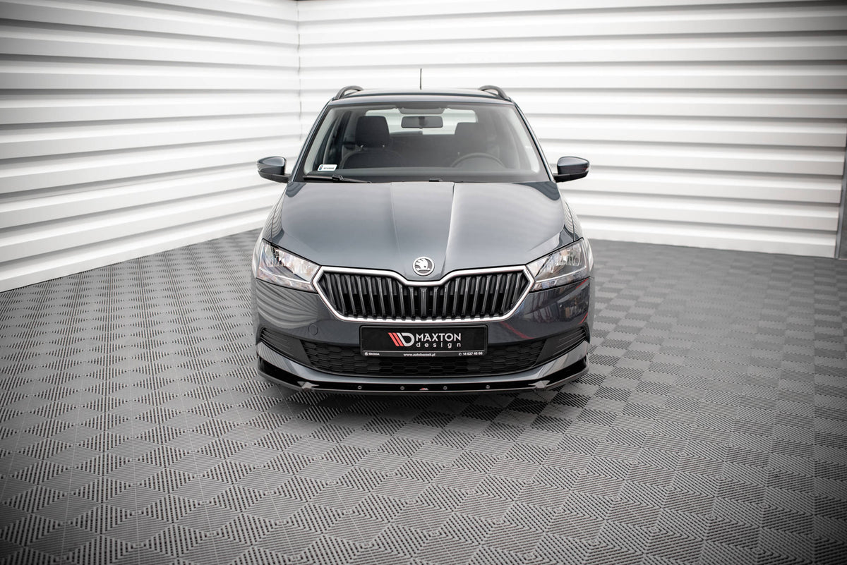Street+ Spoilerlippe Front Ansatz passend für Skoda Fabia Mk3 Facelift schwarz Hochglanz – Ansicht 1