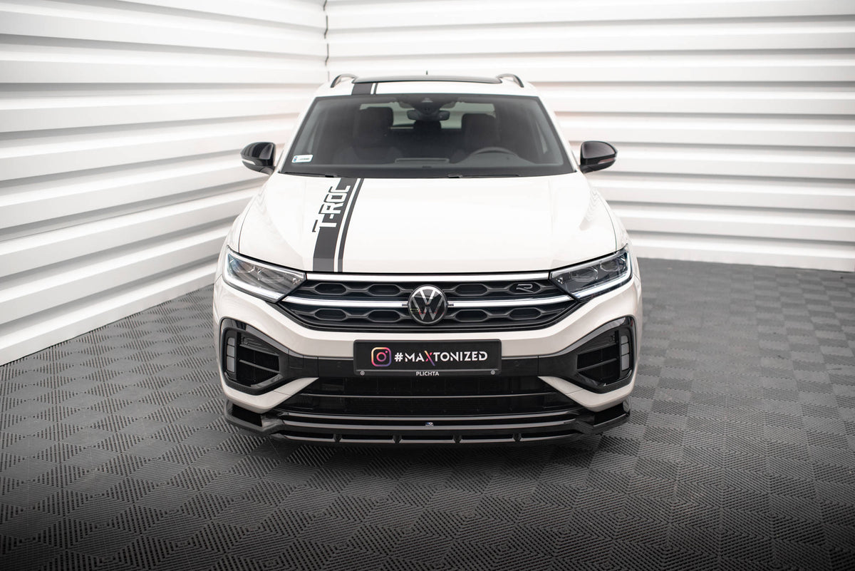 Street+ Spoilerlippe Front Ansatz V.1 passend für VW T-Roc R / R-Line Mk1 Facelift schwarz Hochglanz – Ansicht 1
