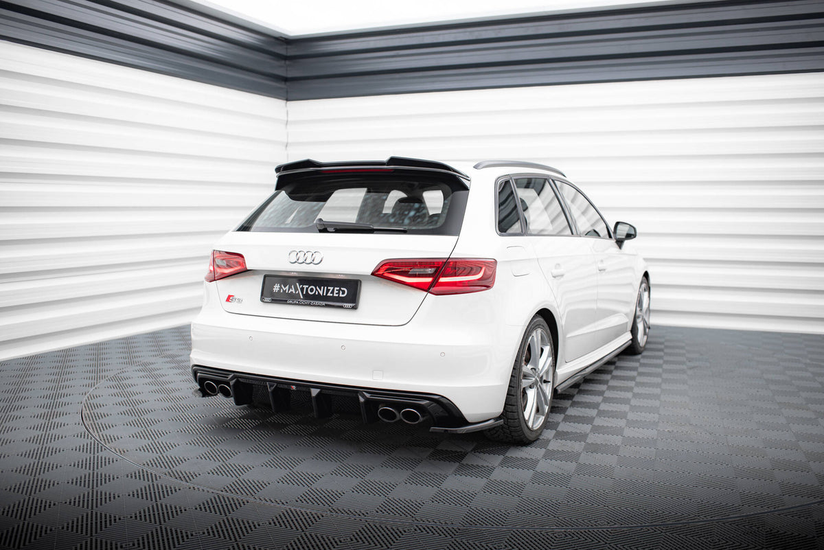 Heck Ansatz Flaps Diffusor passend für Audi A3 S-Line / S3 Sportback 8V schwarz Hochglanz – Ansicht 1