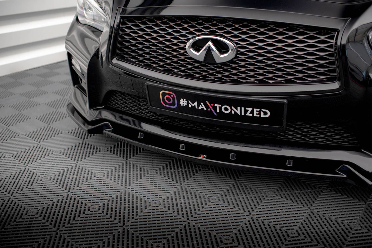 Street+ Spoilerlippe Front Ansatz V.2 passend für Infiniti Q50 S Mk1 schwarz Hochglanz – Ansicht 3