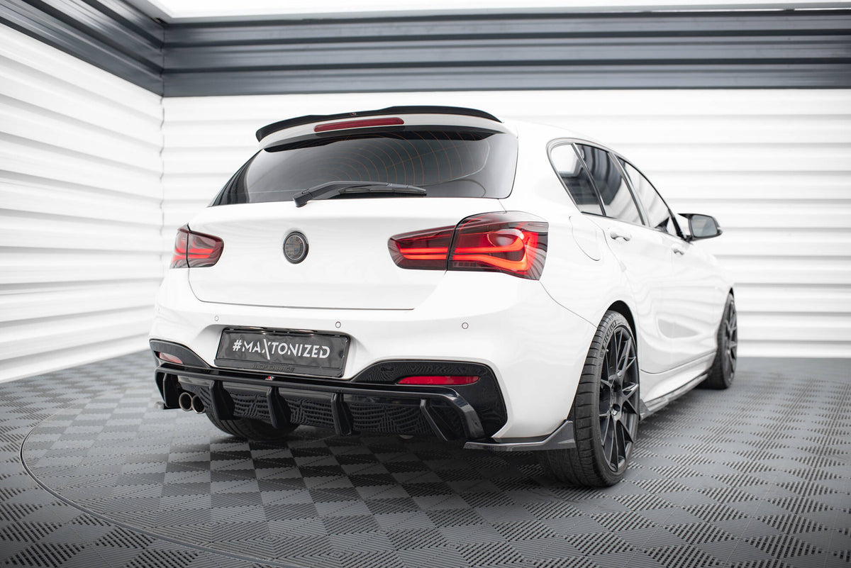 Heck Ansatz Flaps Diffusor passend für (Für heckansatz V.3) BMW 1er M-Paket / M140i F20 Facelift  schwarz Hochglanz – Ansicht 1