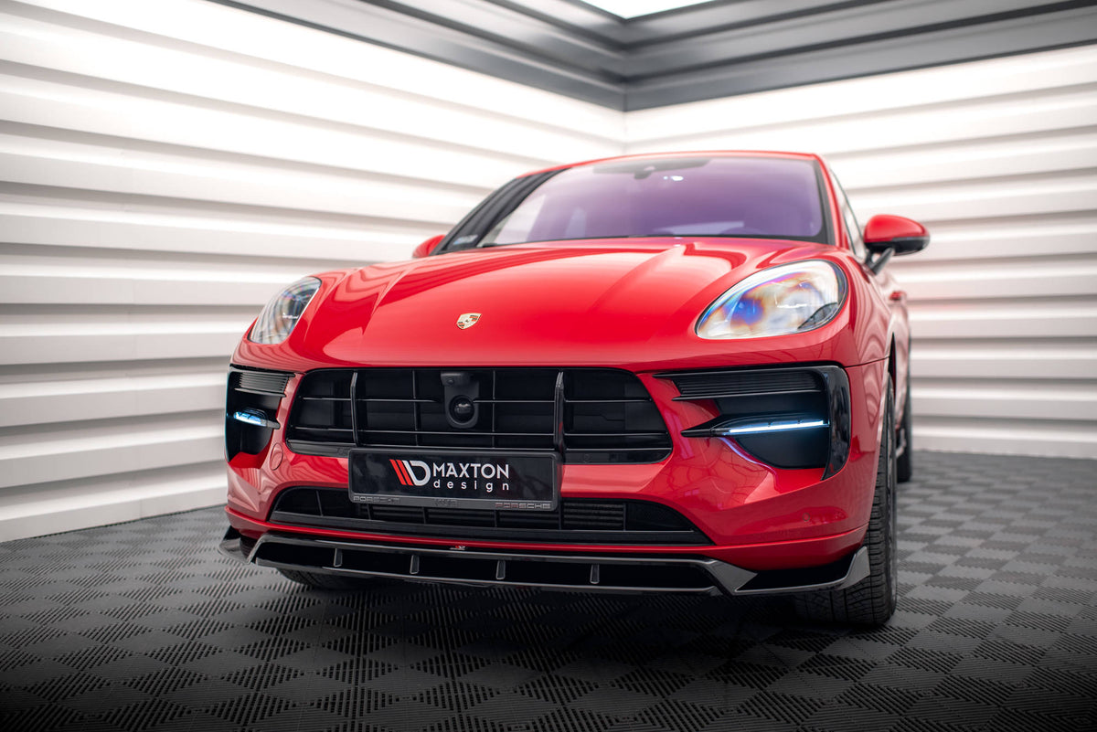 Street+ Spoilerlippe Front Ansatz V.2 passend für Porsche Macan GTS / Sport Design Mk1 Facelift schwarz Hochglanz – Ansicht 4