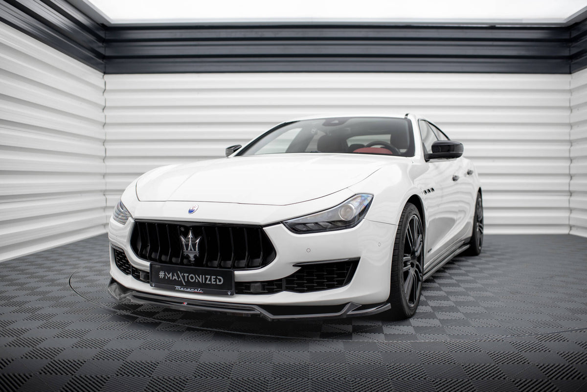 Street+ Spoilerlippe Front Ansatz V.2 passend für Maserati Ghibli Mk3 Facelift schwarz Hochglanz – Ansicht 3