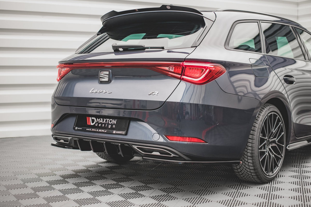 Heck Ansatz Flaps Diffusor passend für Seat Leon FR ST Mk4 schwarz Hochglanz – Ansicht 3