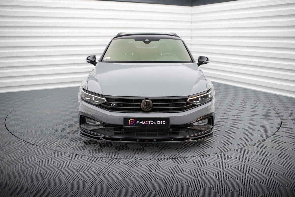 Street+ Spoilerlippe Front Ansatz V.2 passend für VW Passat R-Line B8 Facelift schwarz Hochglanz – Ansicht 1