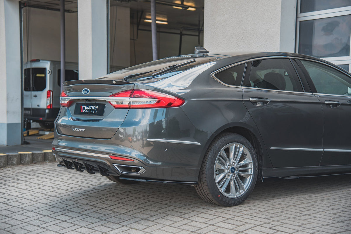 Heck Ansatz Flaps Diffusor passend für Ford Mondeo Vignale Mk5 Facelift schwarz Hochglanz – Ansicht 6