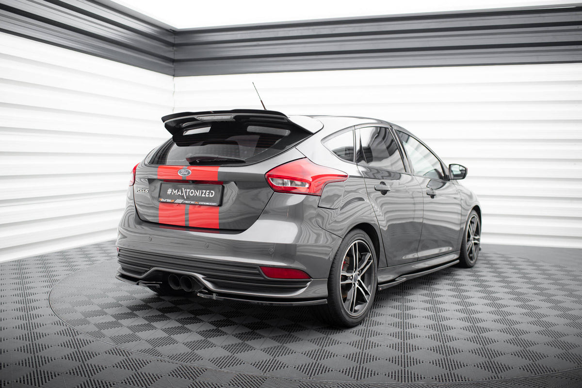 Heck Ansatz Flaps Diffusor V.2 passend für Ford Focus ST Mk3 Facelift schwarz Hochglanz – Ansicht 1