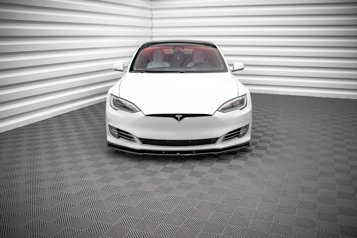 Street+ Spoilerlippe Front Ansatz V.1 passend für Tesla Model S Facelift schwarz Hochglanz – Ansicht 4