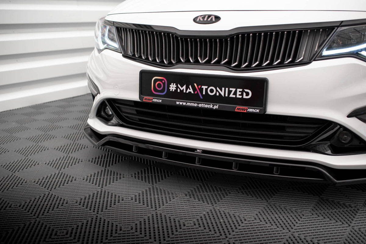 Street+ Spoilerlippe Front Ansatz V.1 passend für Kia Optima Mk4 Facelift schwarz Hochglanz – Ansicht 3