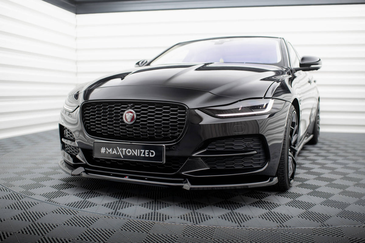 Street+ Spoilerlippe Front Ansatz V.2 passend für Jaguar XE X760 Facelift schwarz Hochglanz – Ansicht 3