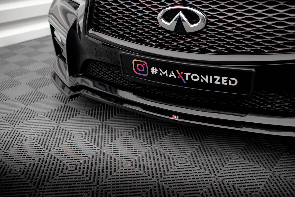 Street+ Spoilerlippe Front Ansatz V.1 passend für Infiniti Q50 S Mk1 schwarz Hochglanz – Ansicht 4