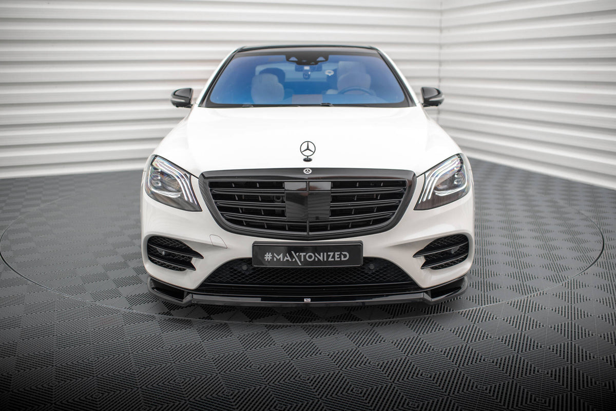 Street+ Spoilerlippe Front Ansatz V.1 passend für Mercedes-Benz S AMG-Line W222 Facelift schwarz Hochglanz – Ansicht 1