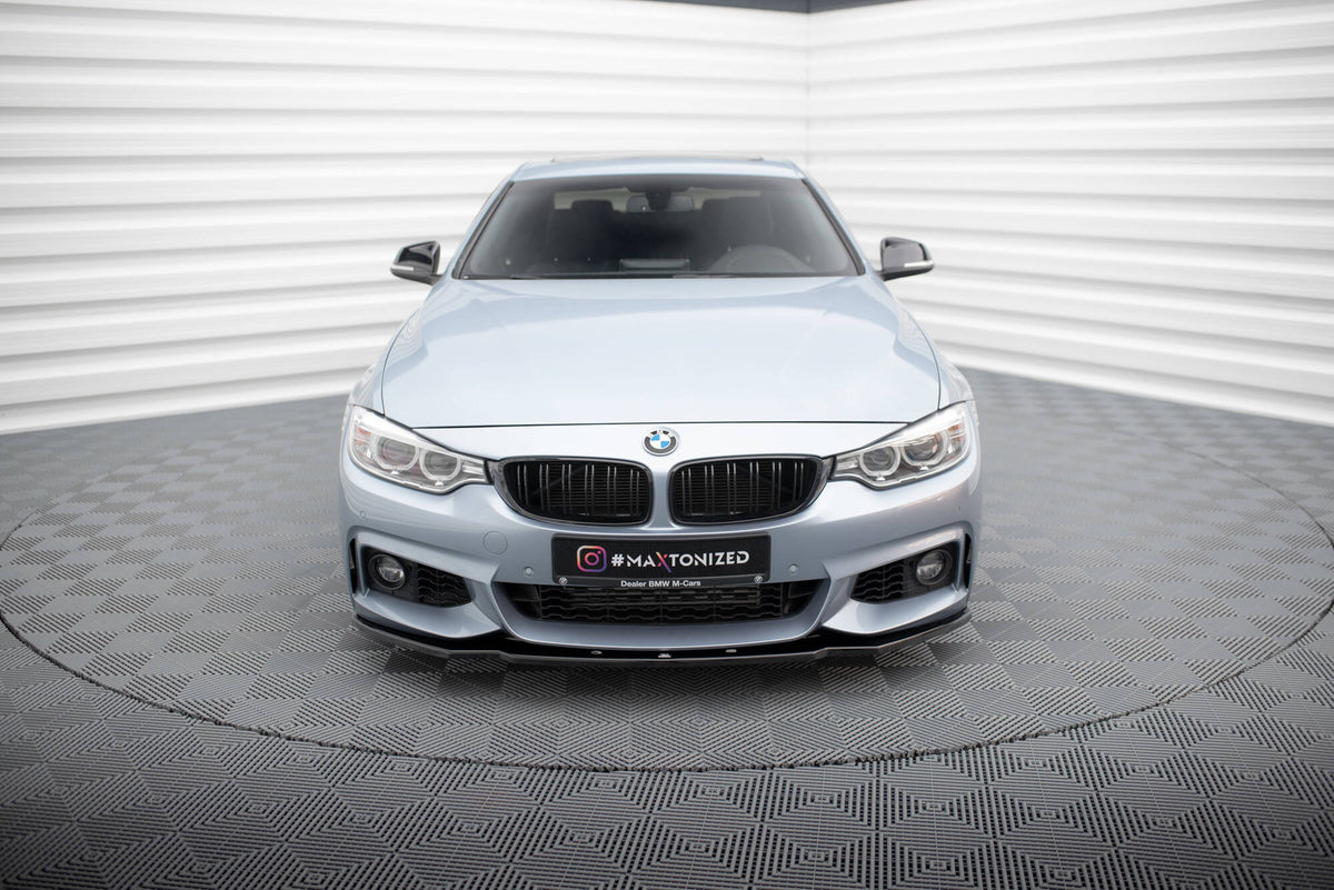 Street+ Spoilerlippe Front Ansatz V.1 passend für BMW 4er Coupe / Gran Coupe / Cabrio M-Paket F32 / F36 / F33 schwarz Hochglanz – Ansicht 1