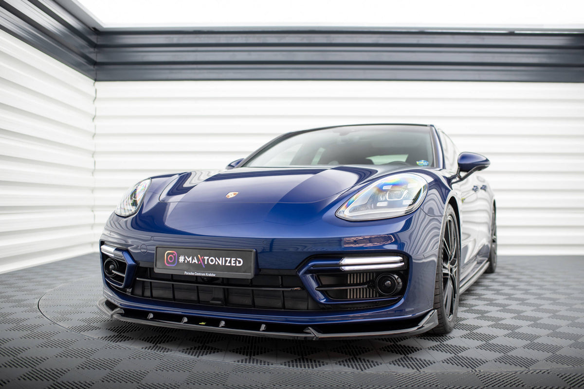 Street+ Spoilerlippe Front Ansatz passend für Porsche Panamera GTS Sport Turismo 971 Facelift schwarz Hochglanz – Ansicht 3