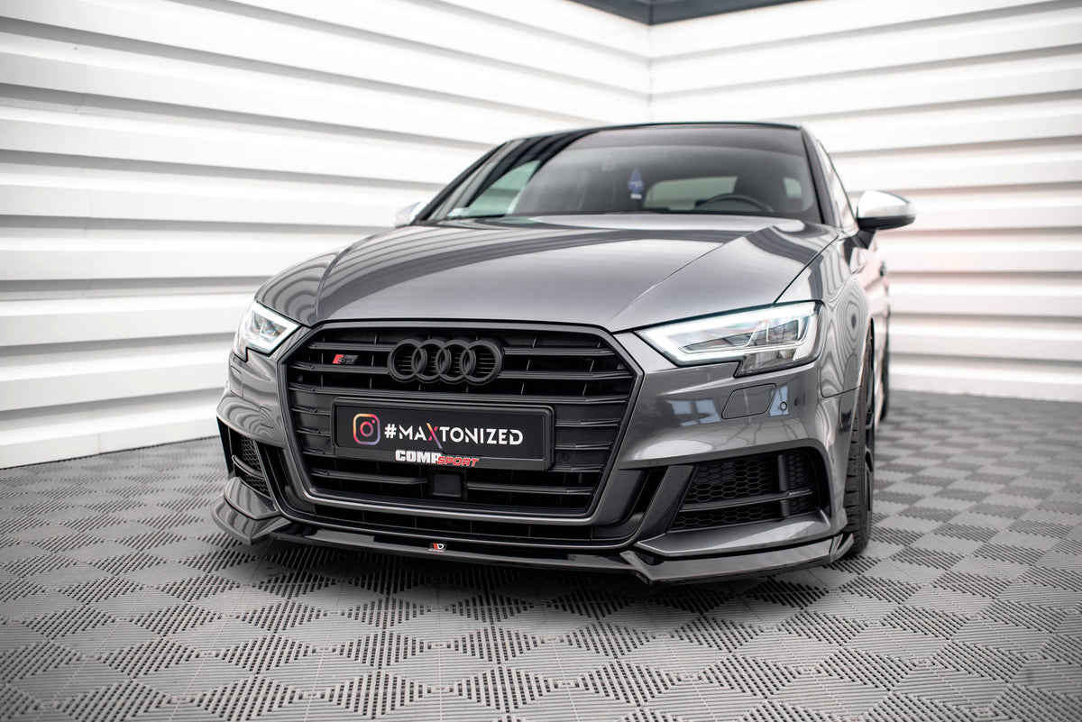 Street+ Spoilerlippe Front Ansatz V.3 passend für Audi S3 / A3 S-Line Sportback 8V Facelift schwarz Hochglanz – Ansicht 4
