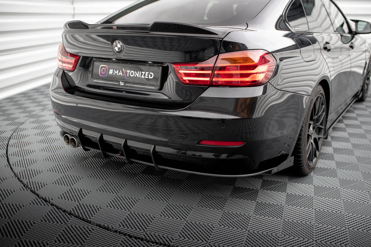 Street Pro Heck Ansatz Flaps Diffusor + Flaps passend für BMW 4er Gran Coupe F36 schwarz Hochglanz – Ansicht 5