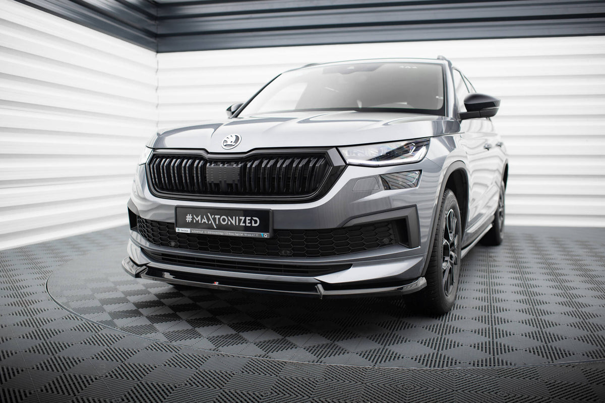 Street+ Spoilerlippe Front Ansatz V.1 passend für Skoda Kodiaq Sportline Mk1 Facelift schwarz Hochglanz – Ansicht 3