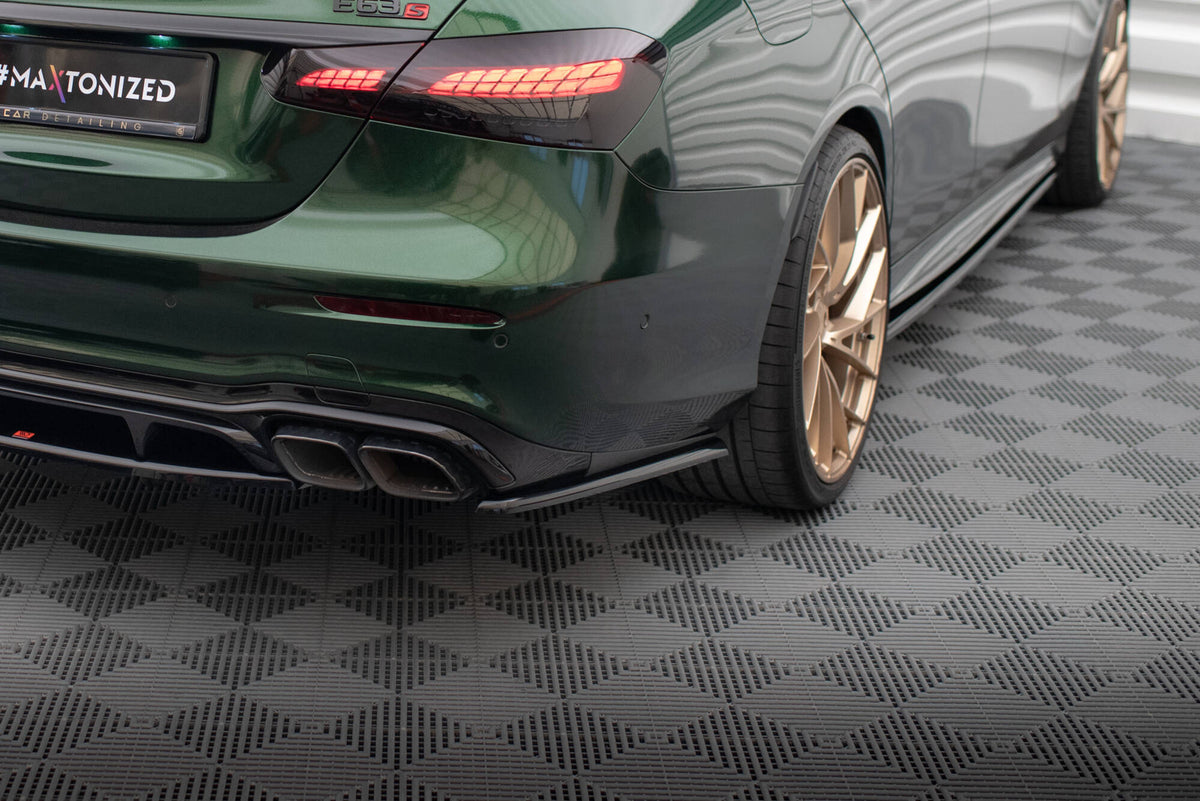 Heck Ansatz Flaps Diffusor passend für Mercedes-AMG E63 W213 Facelift schwarz Hochglanz – Ansicht 4