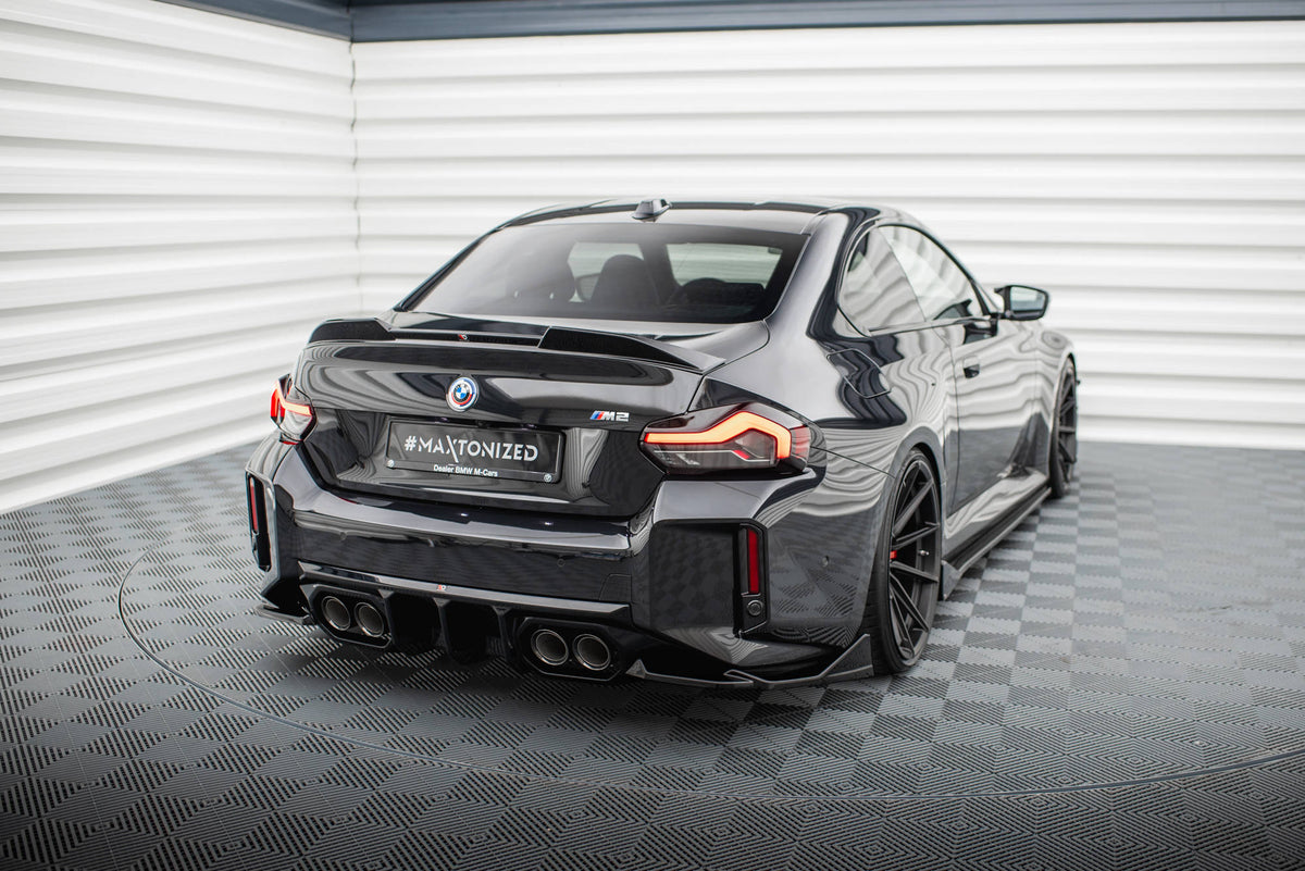 Heck Ansatz Flaps Diffusor V.6 passend für (Für heckansatz v.2) BMW M2 G87 schwarz Hochglanz – Ansicht 1