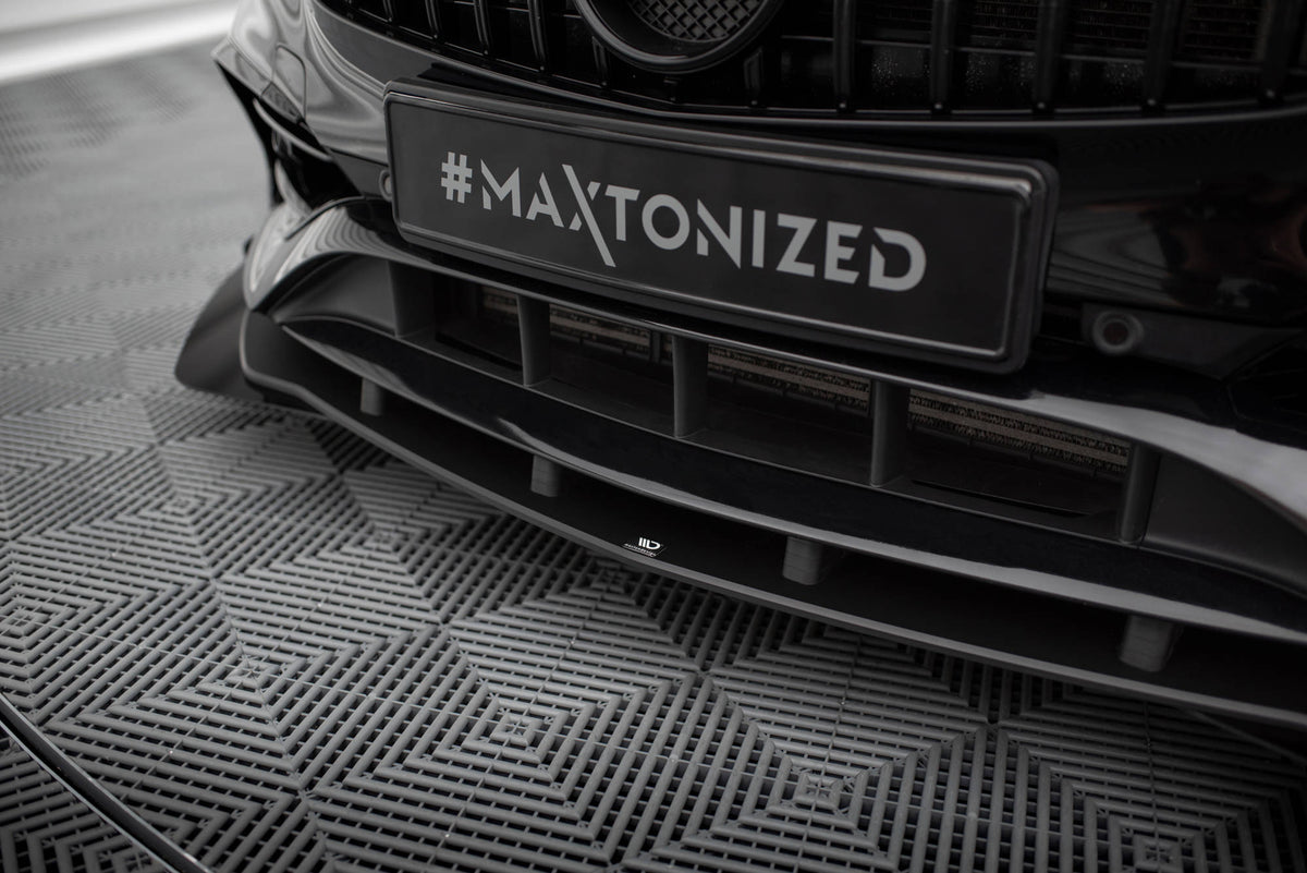 Street Pro Street+ Spoilerlippe Front Ansatz + Flaps passend für Mercedes-Benz A AMG-Line W176 Facelift schwarz Hochglanz – Ansicht 1