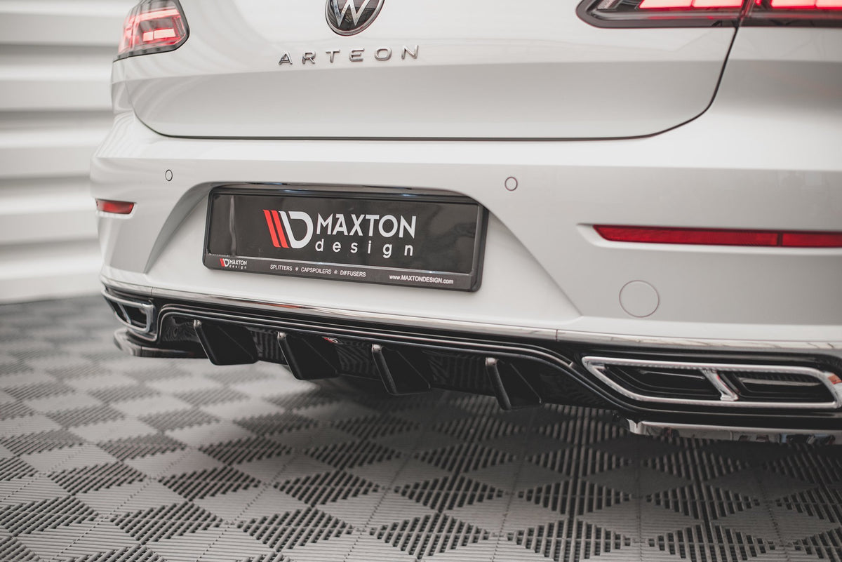 Diffusor Heck Ansatz passend für VW Arteon R-Line Limousine / Shooting Brake Mk1 Facelift schwarz Hochglanz – Ansicht 1